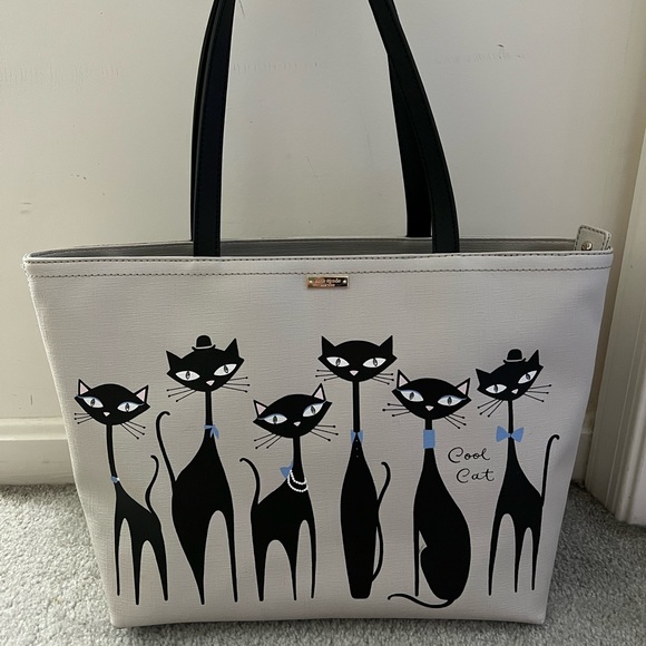 Kate Spade Jazz Things Un Bon Shopper Tote Handbag Purse Cats